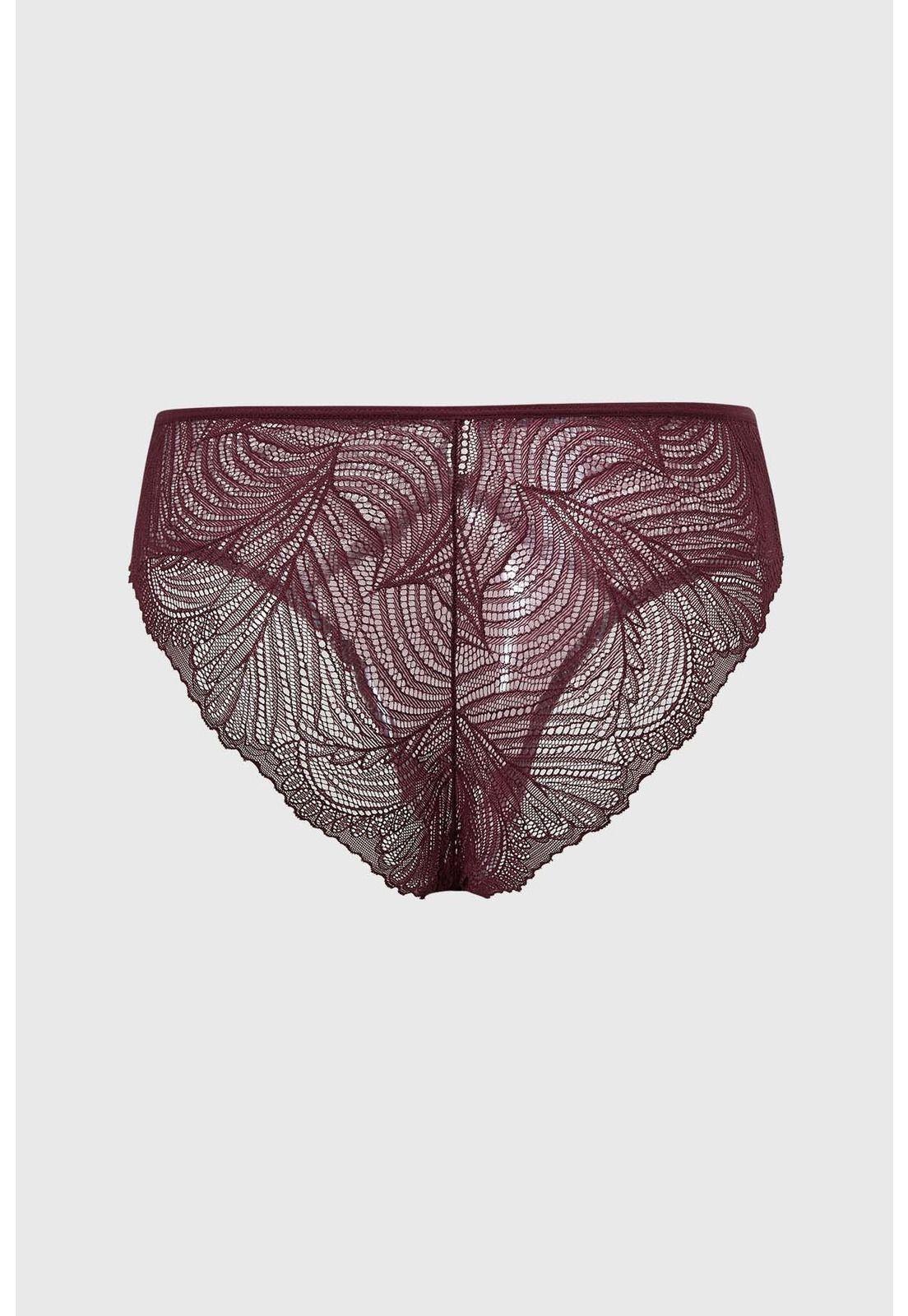 Calzón Mujer Con Detalle Encaje Guinda-1