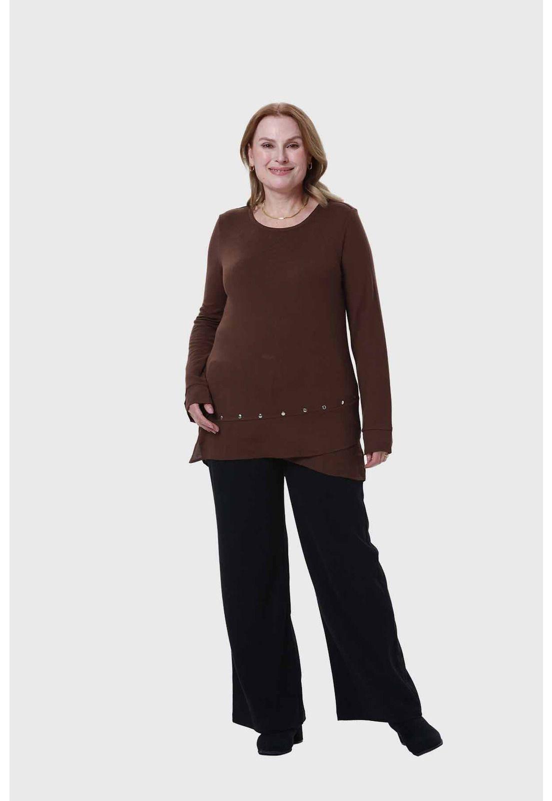 Polera Mujer Tejida Café-3