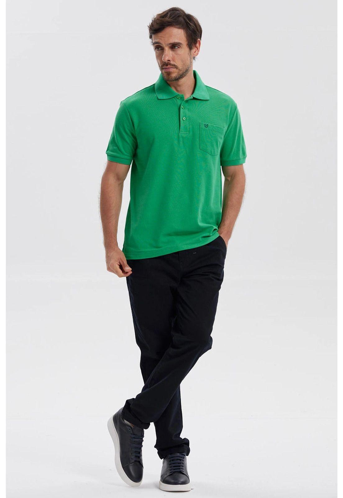 Polera Hombre Piqué Básica Lisa Verde - lV-3