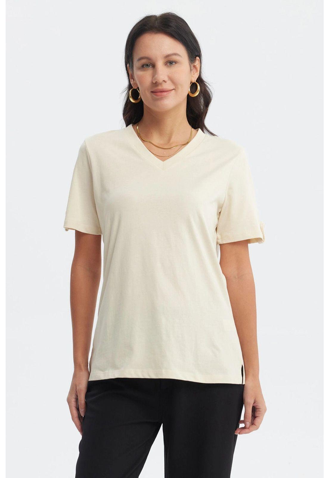 Polera Mujer Casual Beige Claro-0