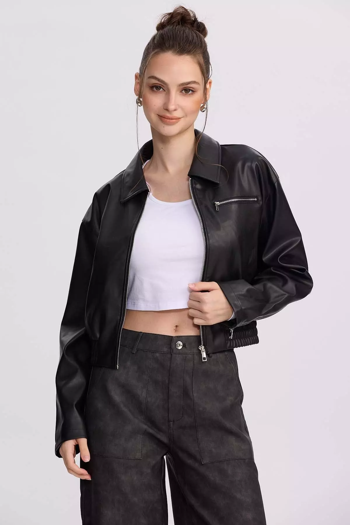 Chaqueta Mujer Bomber Negro-1