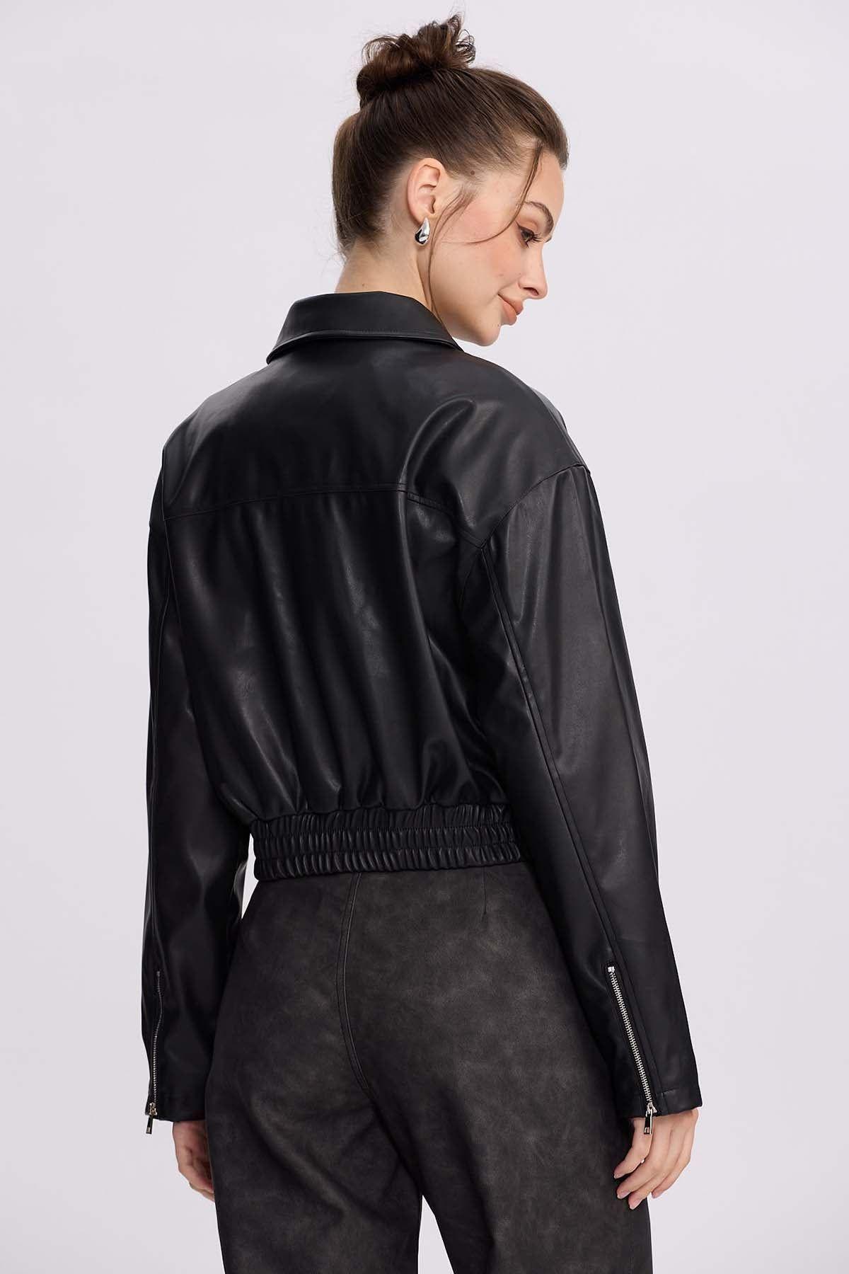 Chaqueta Mujer Bomber Negro-2