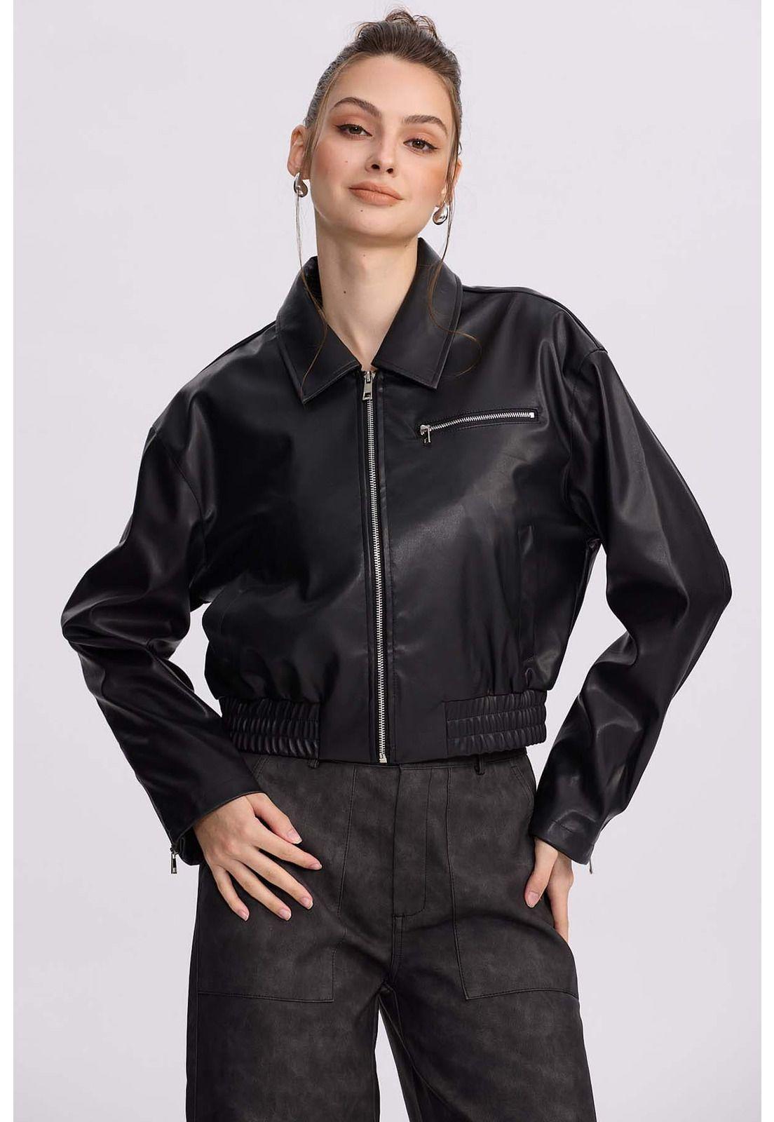 Chaqueta Mujer Bomber Negro-1