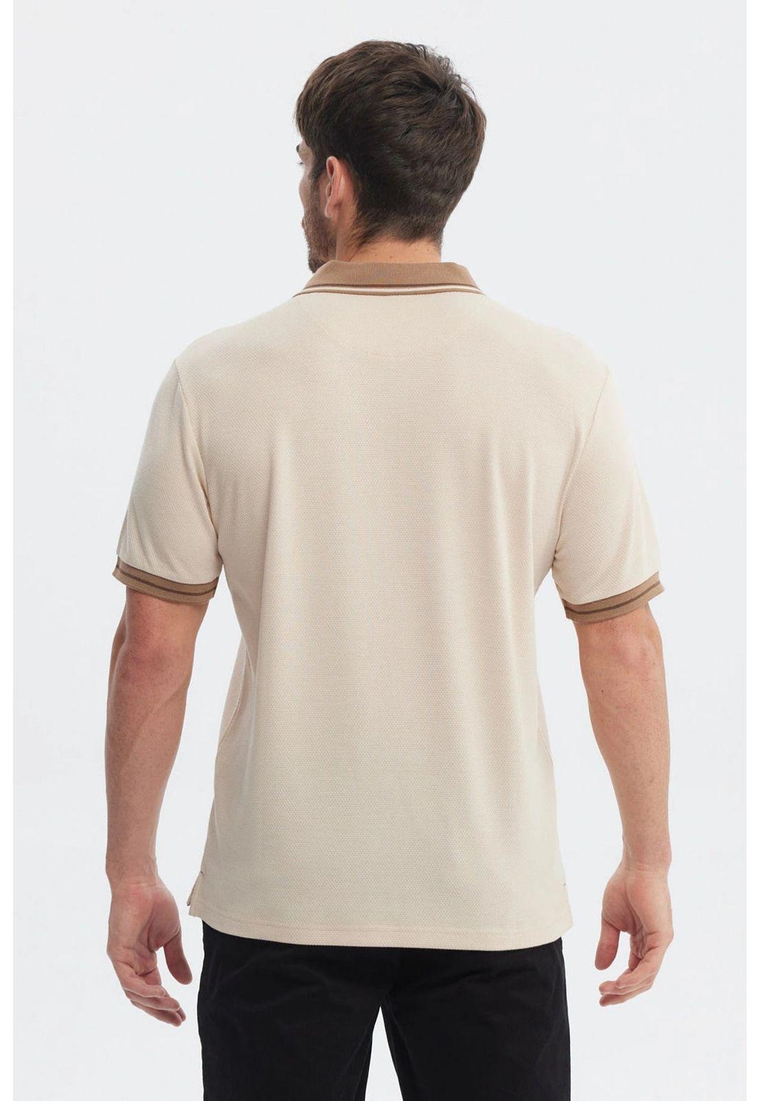 Polera Hombre Textura Cierre Polo Beige-2