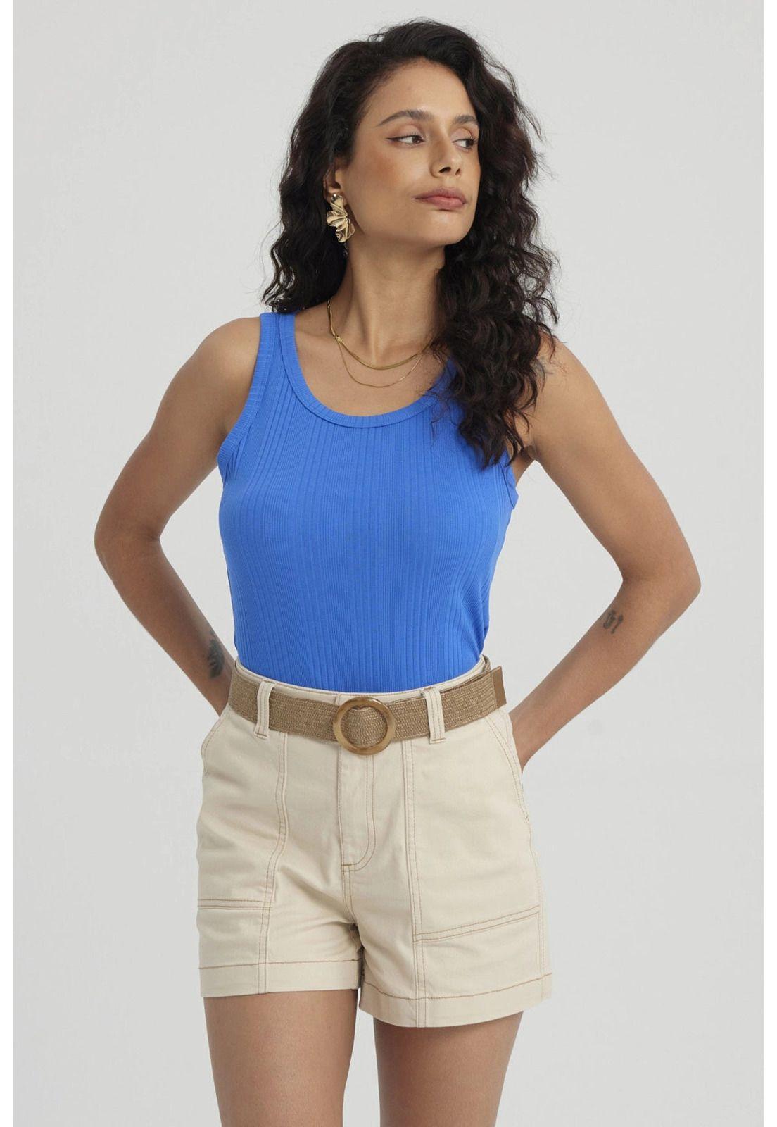 Polera Mujer Rib Lisa Azulino-0