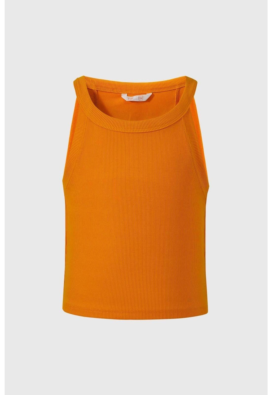 Polera Niña Rib Naranjo-0