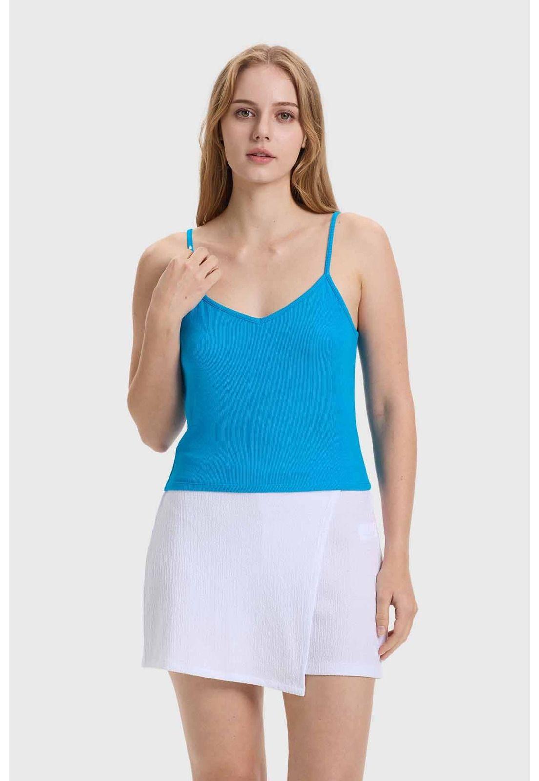 Polera Mujer Pabilo Crop Azul-0