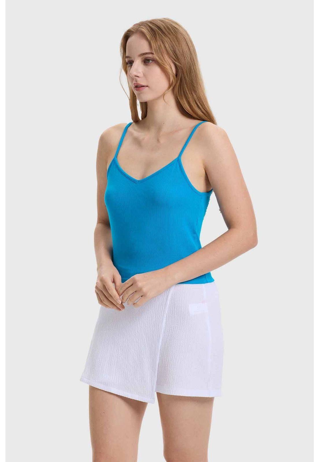 Polera Mujer Pabilo Crop Azul-1