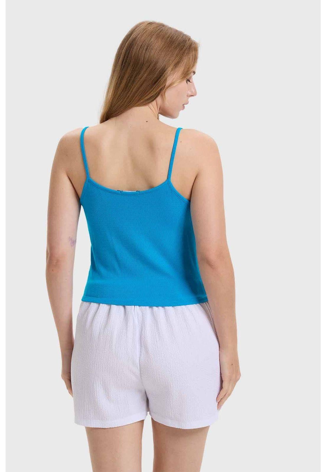 Polera Mujer Pabilo Crop Azul-2