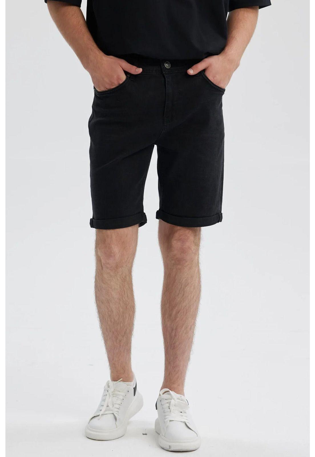 Bermuda Hombre Básica Roll Up Negro-0