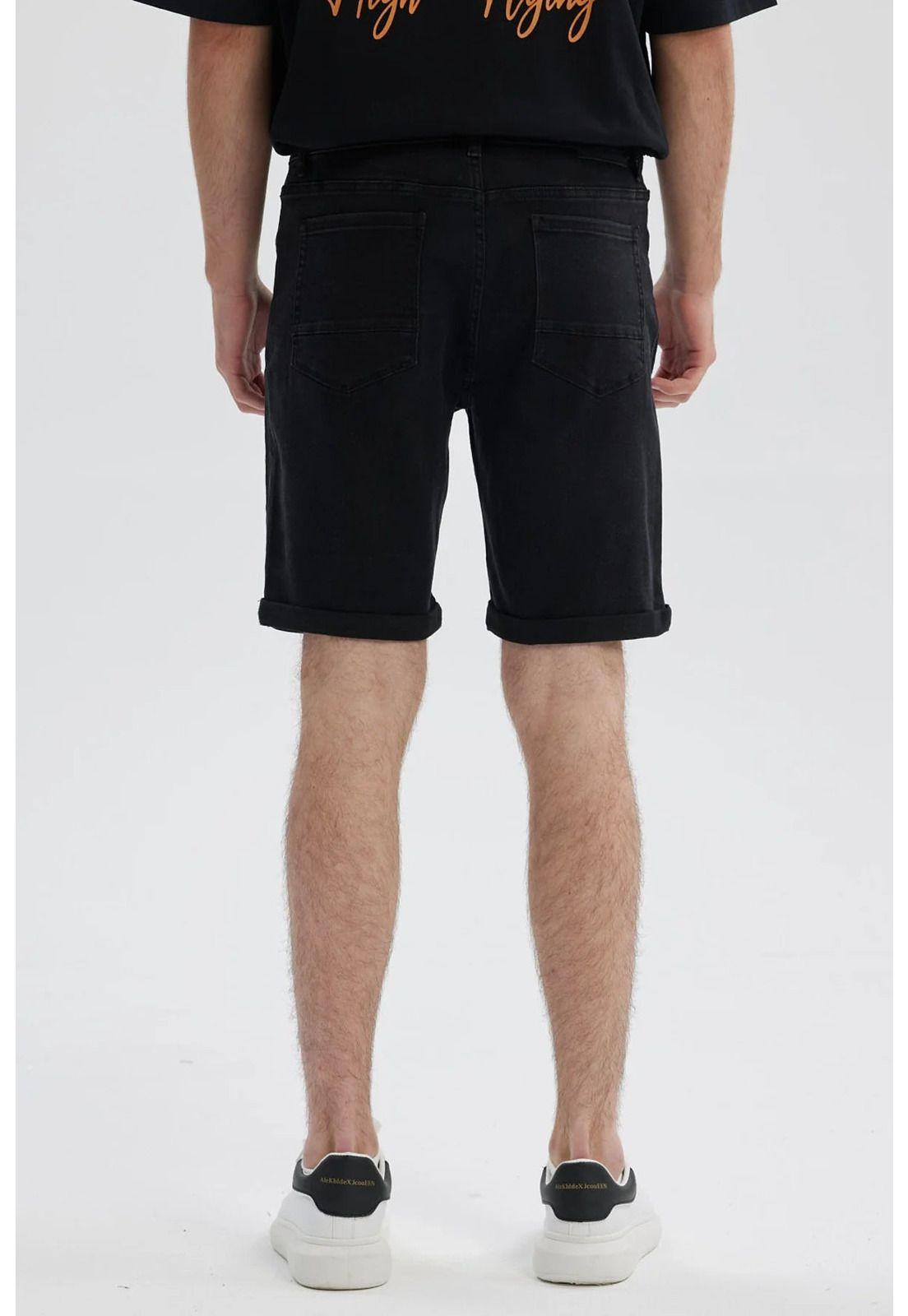 Bermuda Hombre Básica Roll Up Negro-2