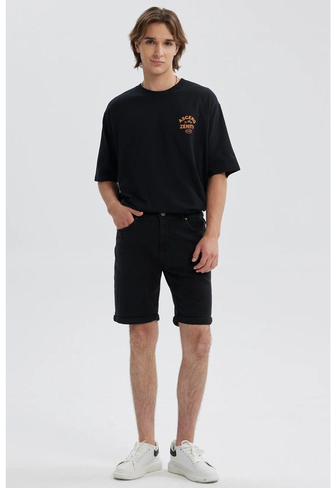 Bermuda Hombre Básica Roll Up Negro-3