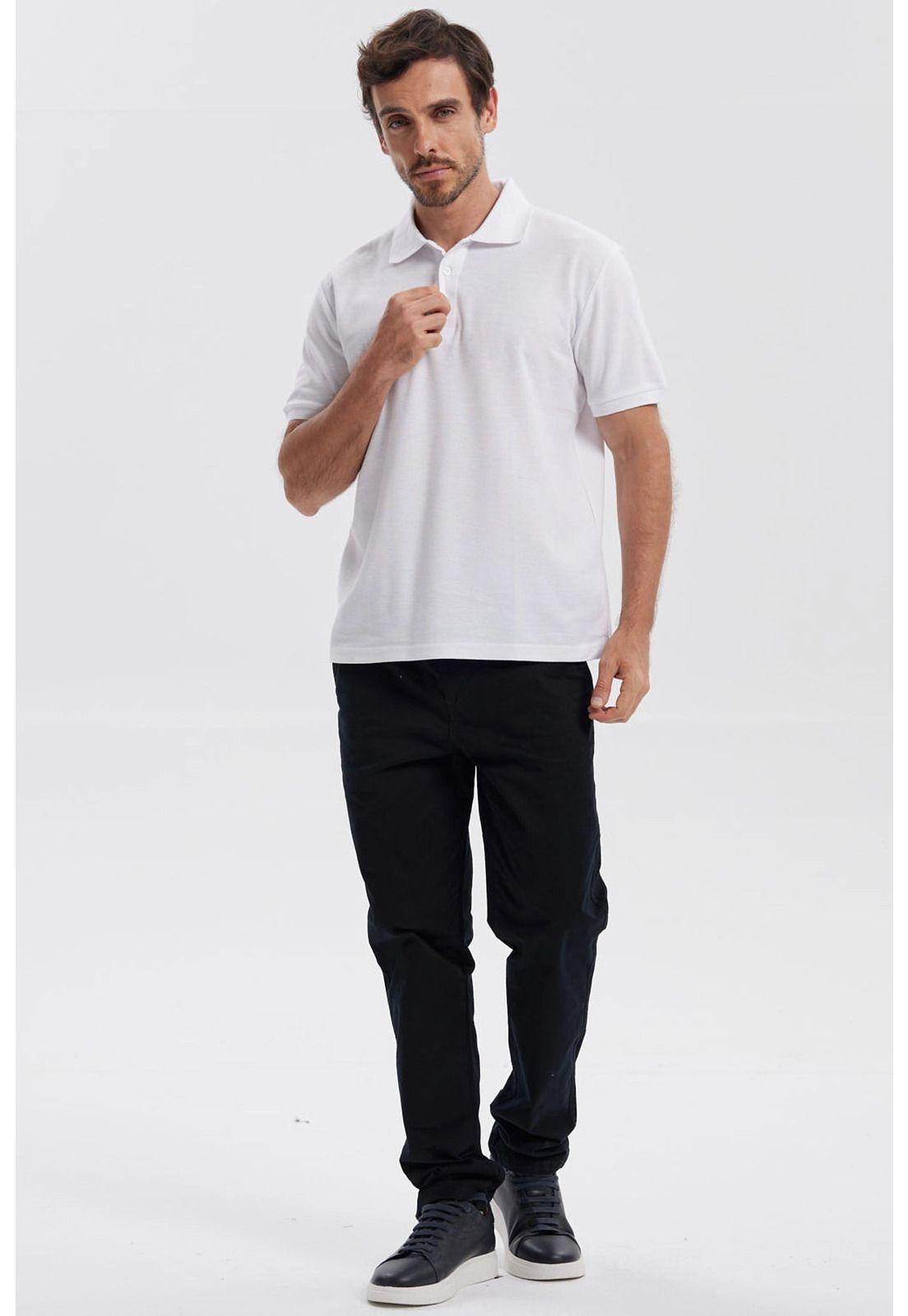 Polera Hombre Piqué Básica Lisa Blanco-3