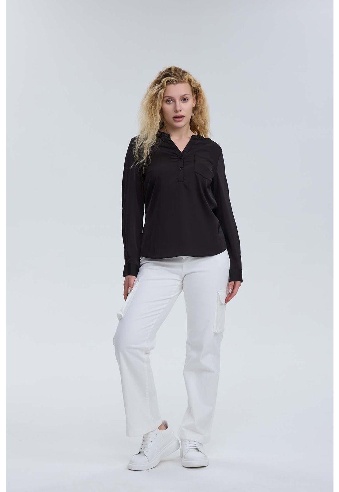 Blusa Mujer Satín Negro-3