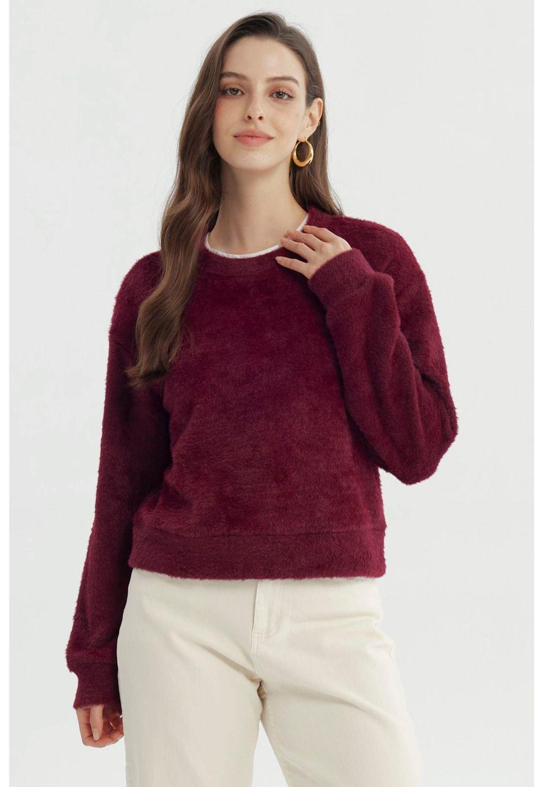 Sweater Mujer Regular Burdeo-0