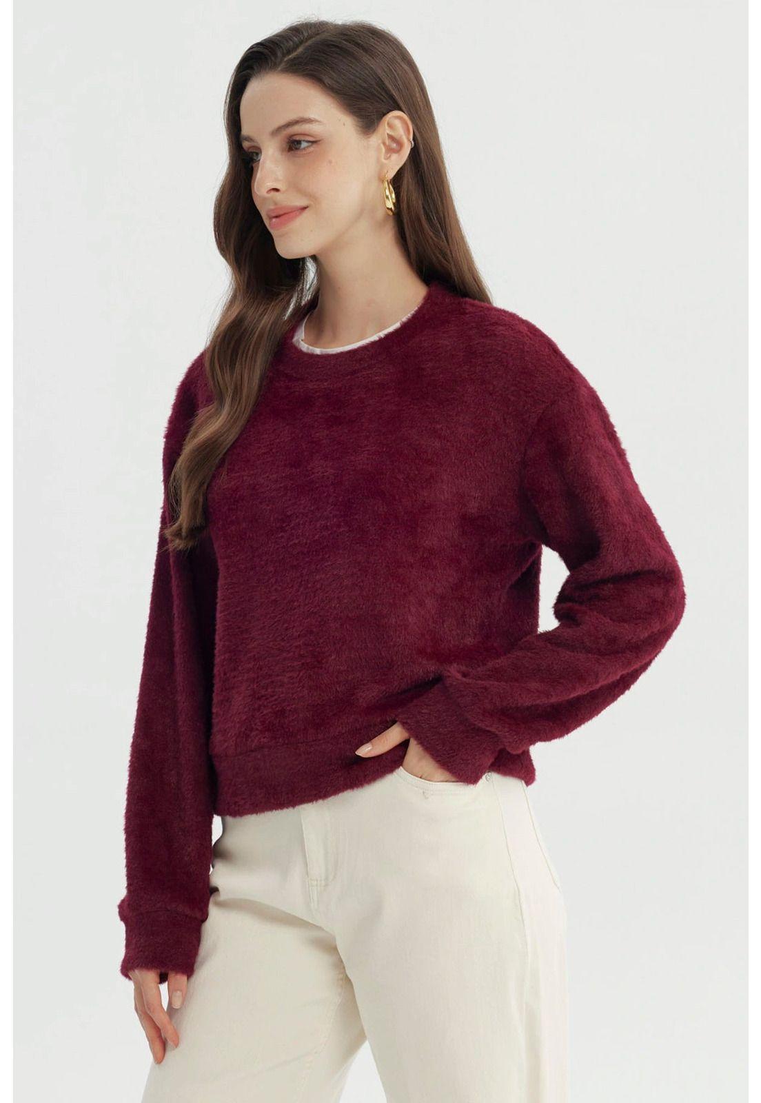 Sweater Mujer Regular Burdeo-1