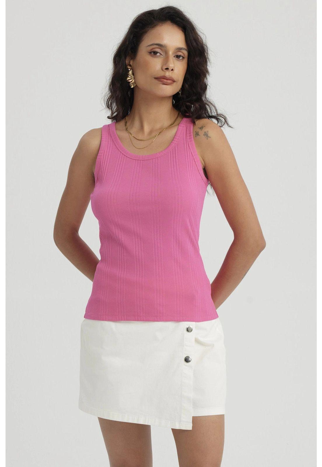 Polera Mujer Rib Lisa Fucsia-0