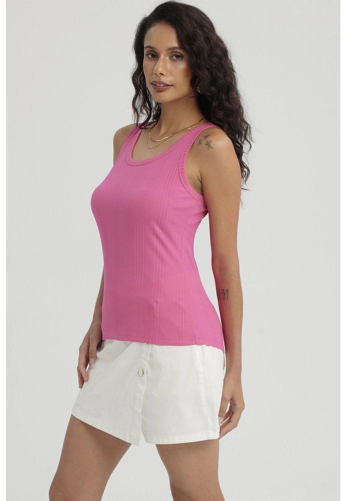 Polera Mujer Rib Lisa Fucsia-1