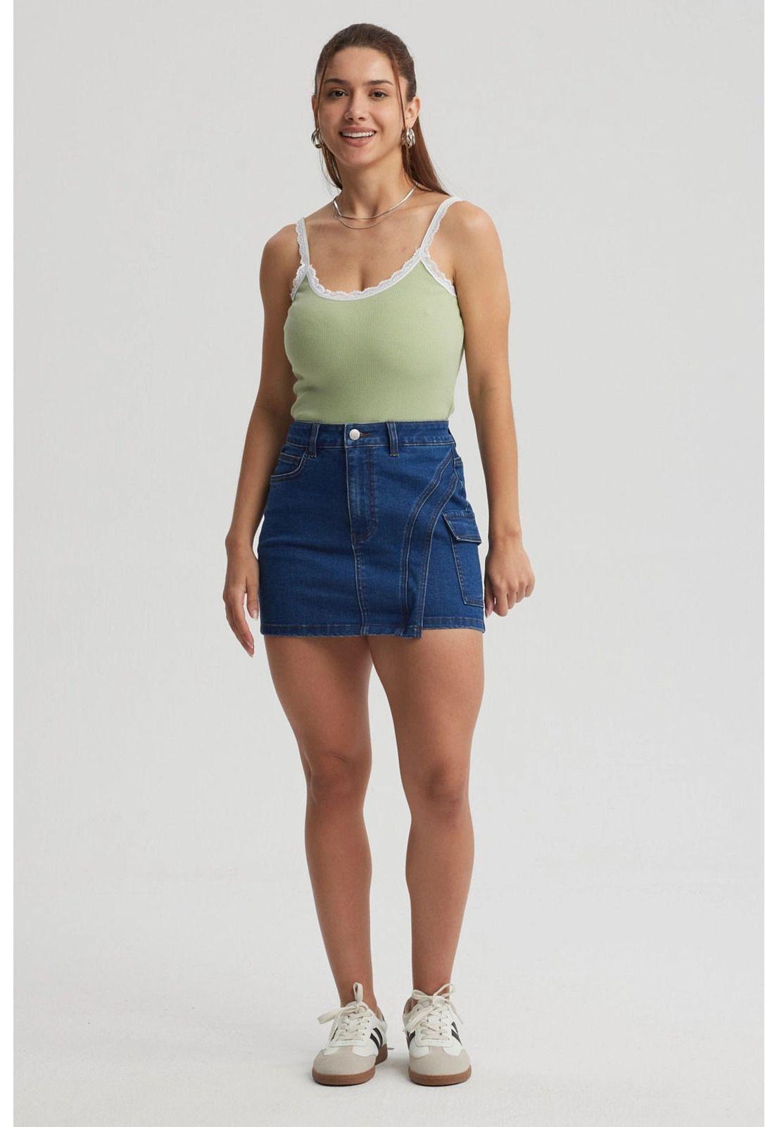 Polera Mujer Encaje Escote Verde Claro-3