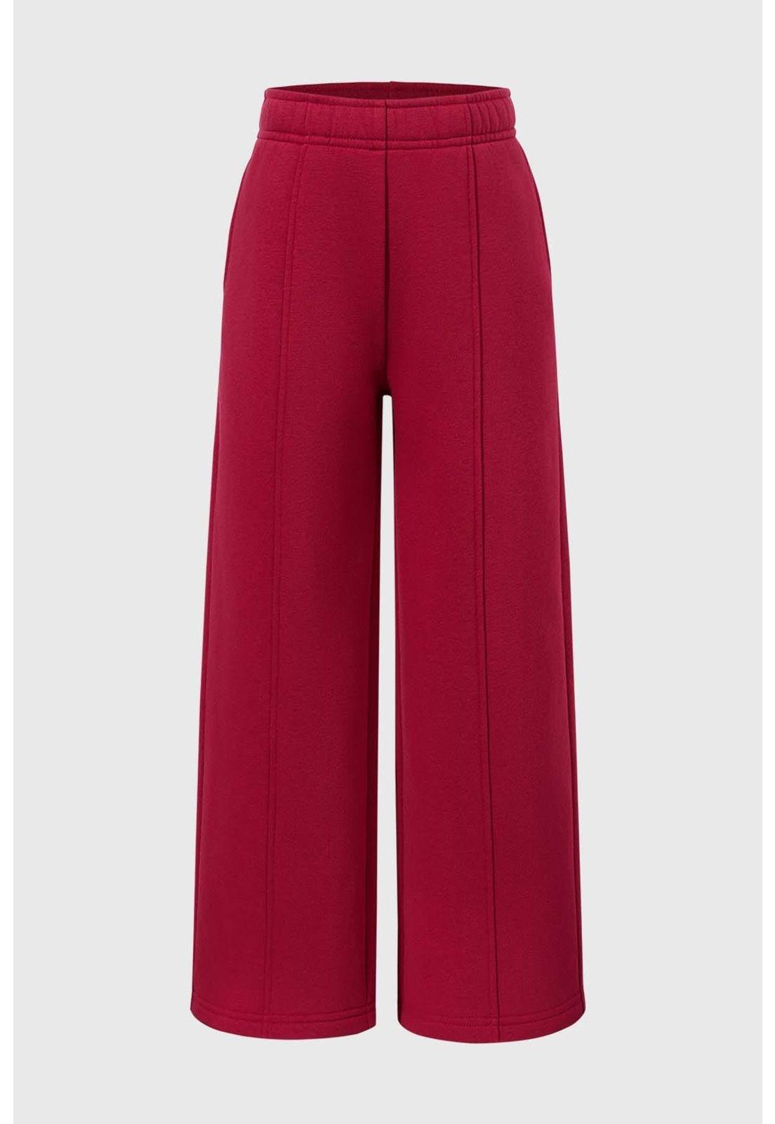 Pantalón Buzo Niña Wide Leg Burdeo - ll-0
