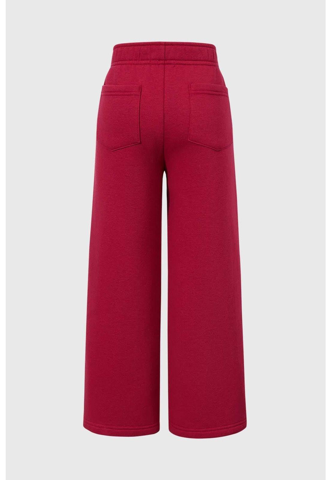 Pantalón Buzo Niña Wide Leg Burdeo - ll-1