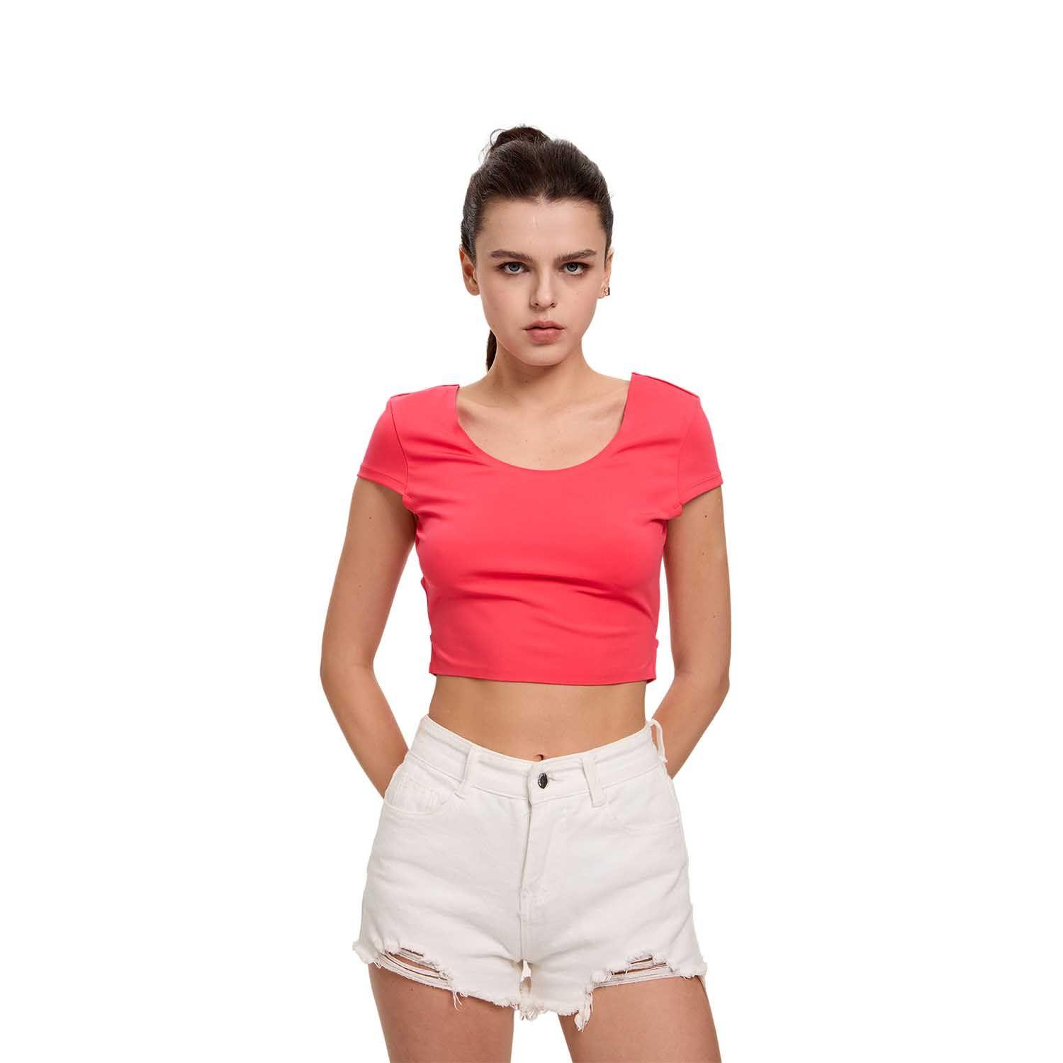 Polera Mujer Cruzada Espalda Rosado Oscuro Fashion's Park-0