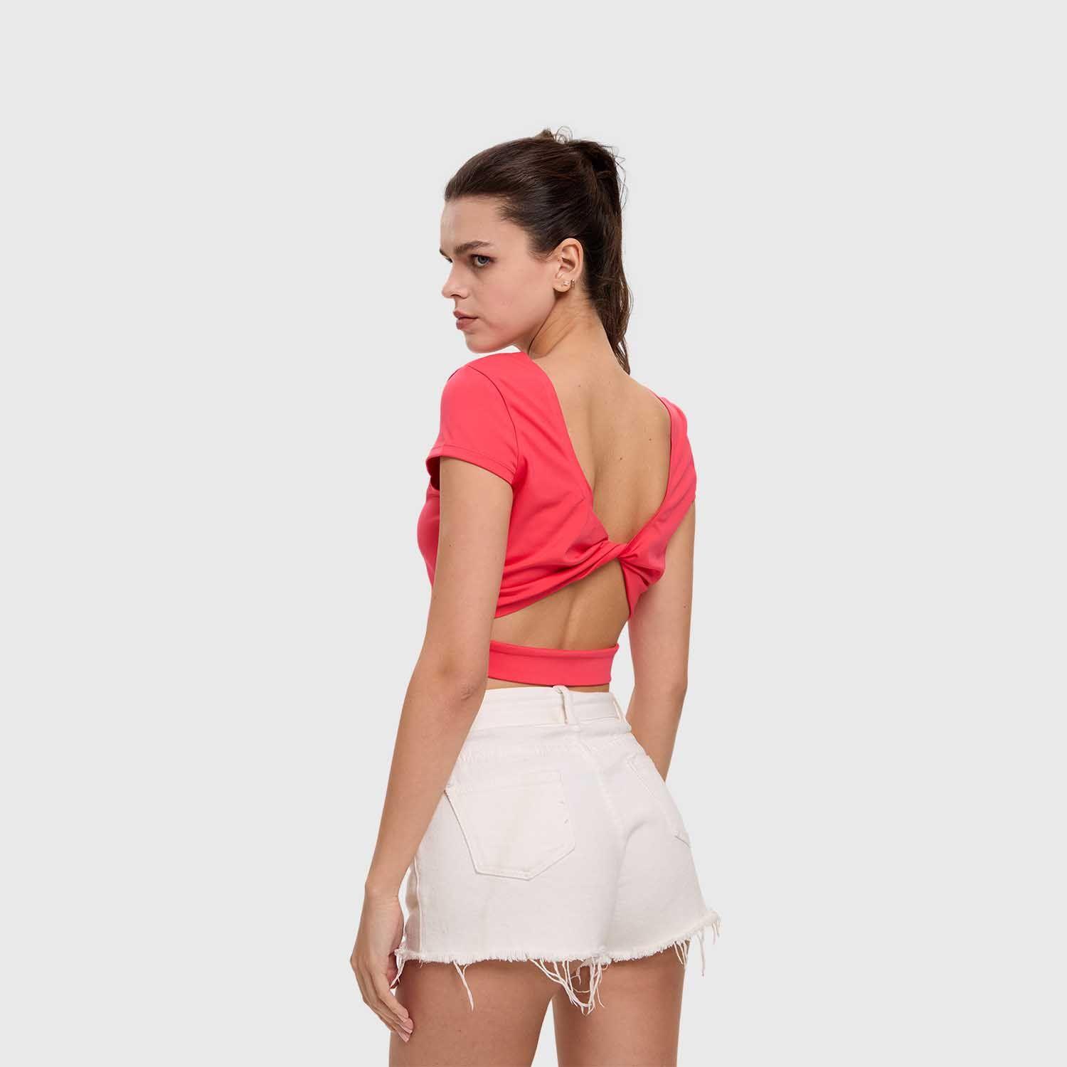 Polera Mujer Cruzada Espalda Rosado Oscuro Fashion's Park-2