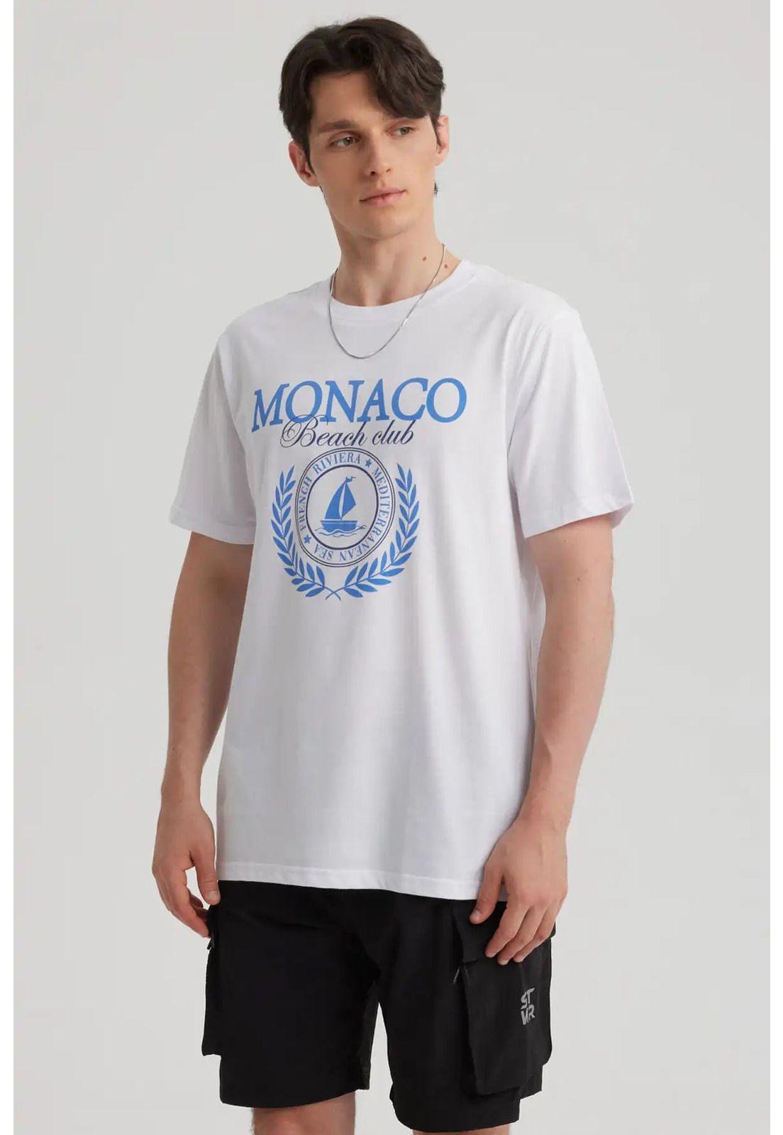 Polera Hombre Oversize Print Blanco-5