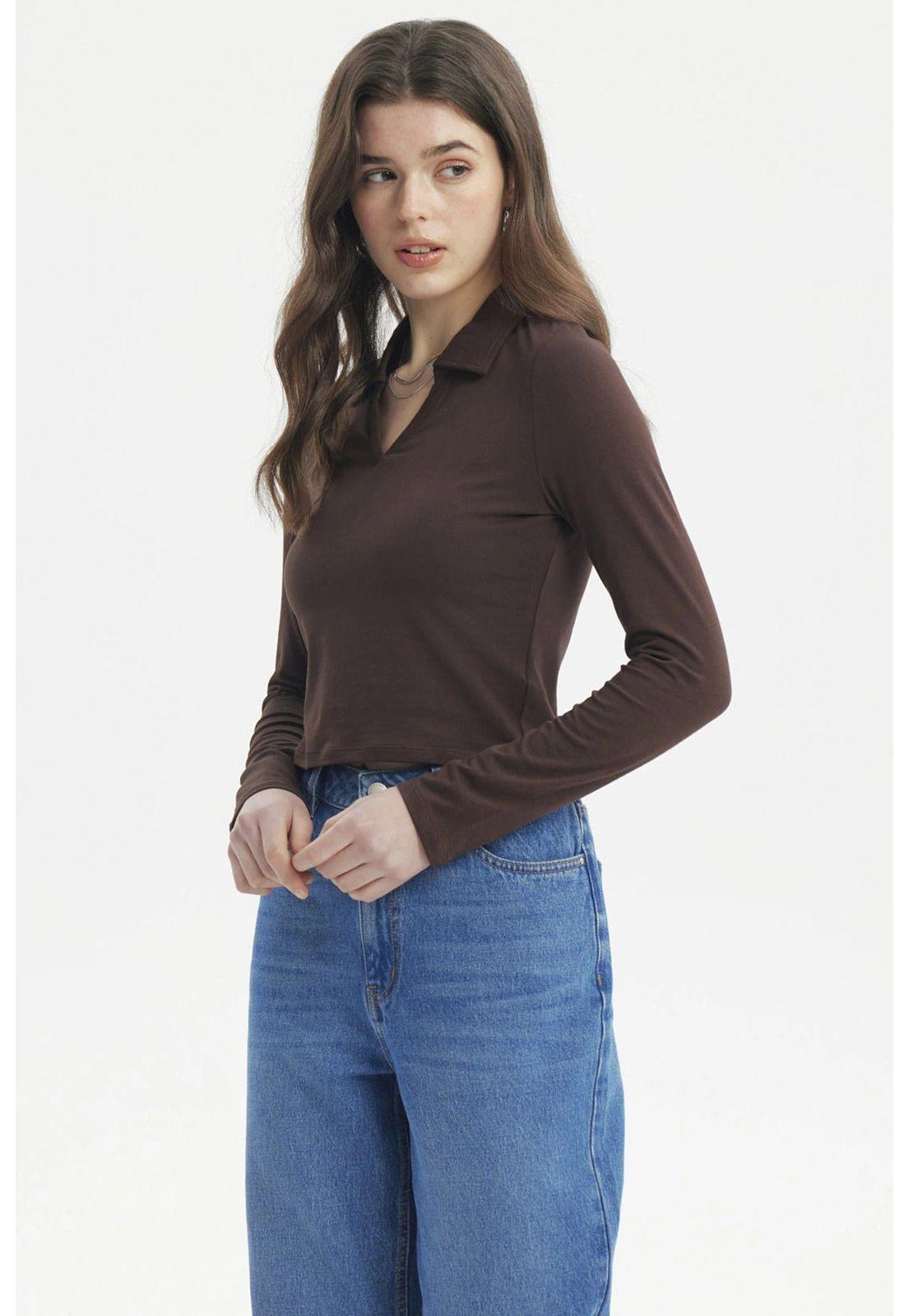 Polera Mujer Ajustado Café Oscuro - lll-1