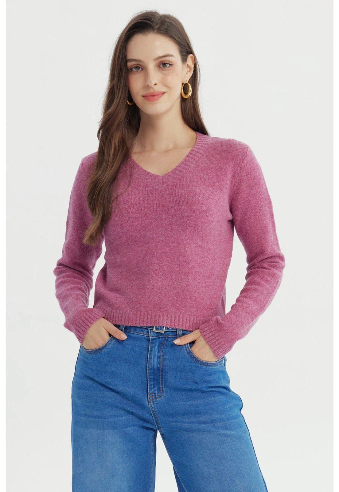 Sweater Mujer Regular Rosado-0