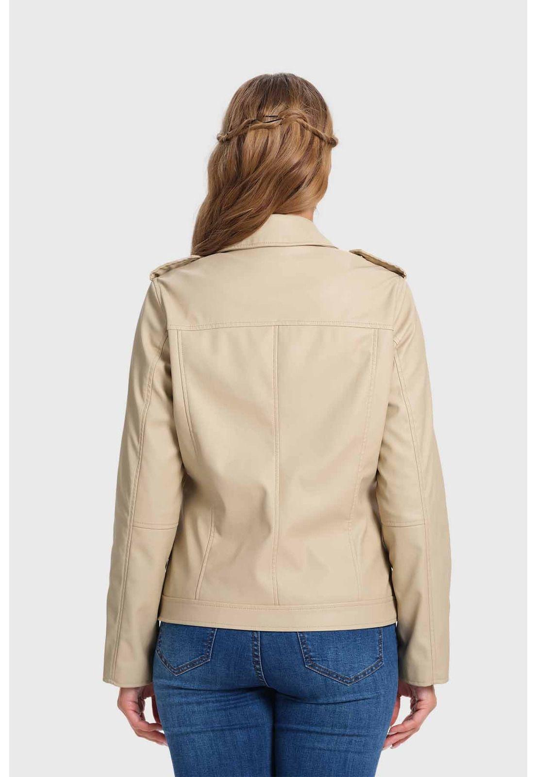 Chaqueta Mujer Biker Beige-2
