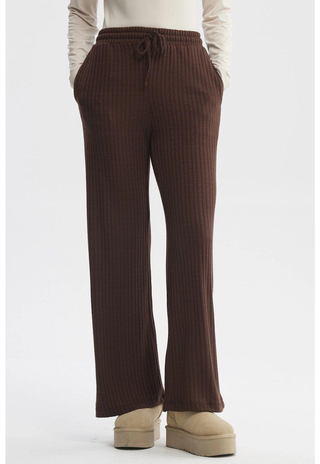 Pantalón Mujer Wide Leg Café - ll-0