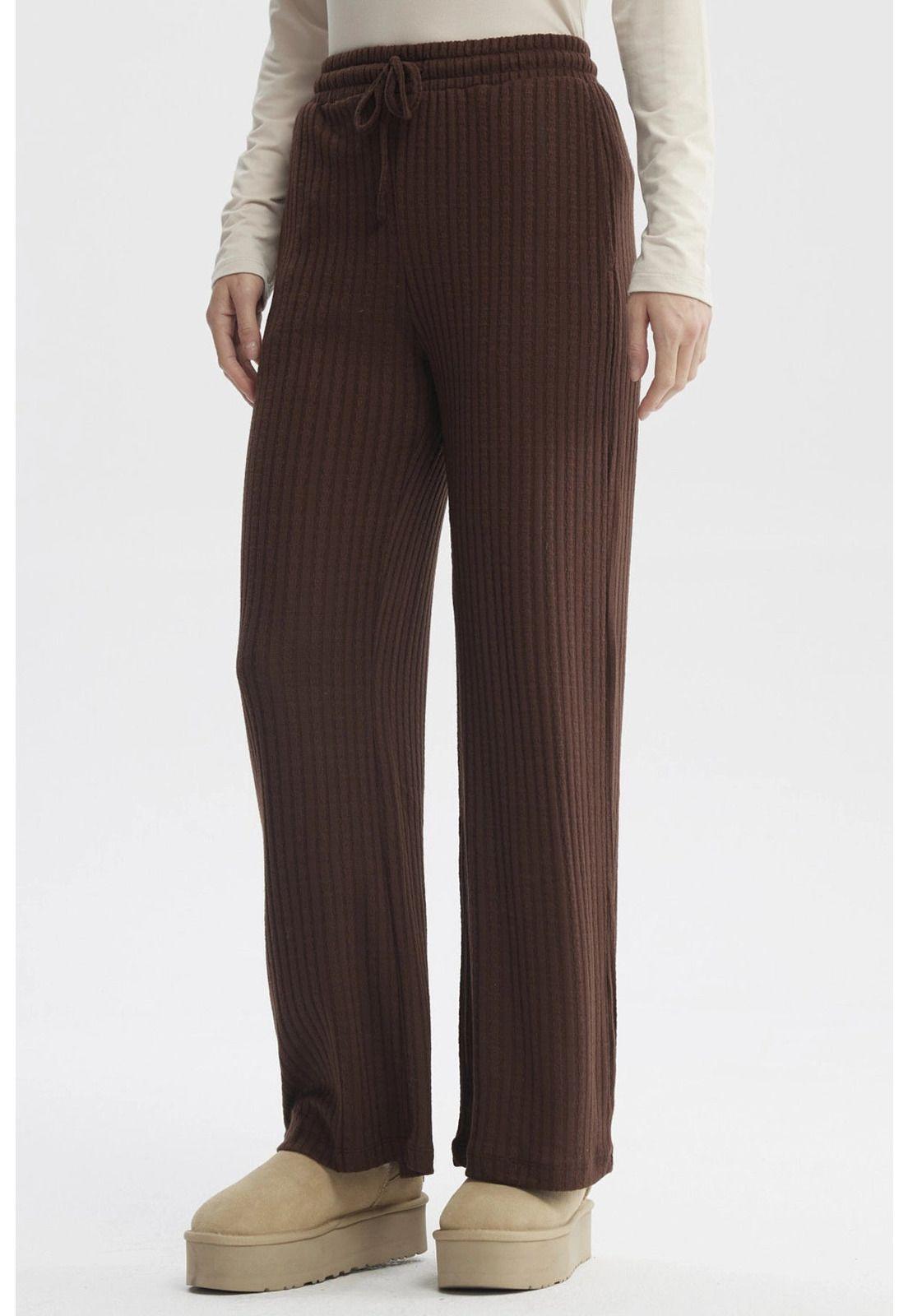 Pantalón Mujer Wide Leg Café - ll-1