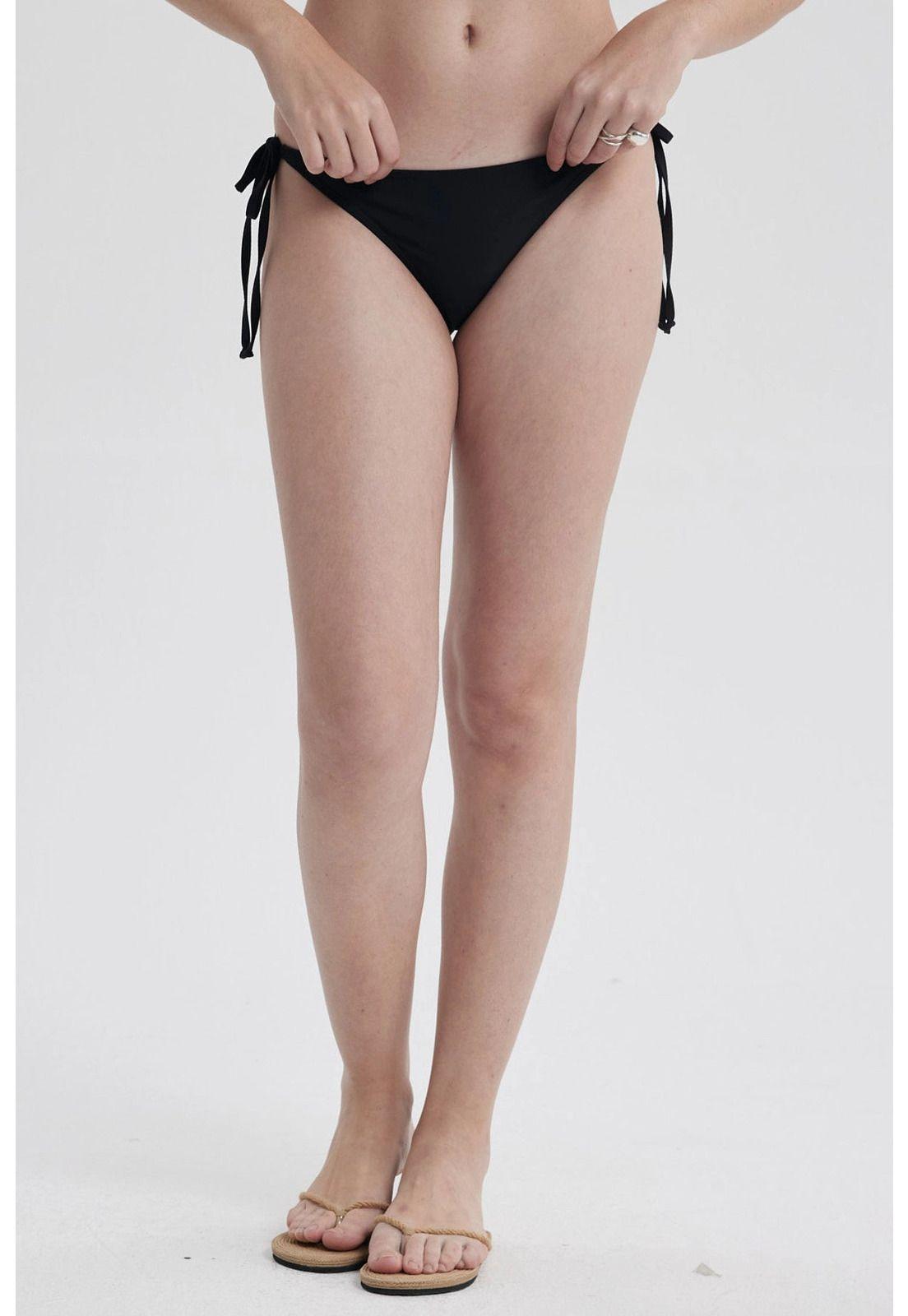 Traje De Baño Mujer Calzón Bikini Lazo Negro-0