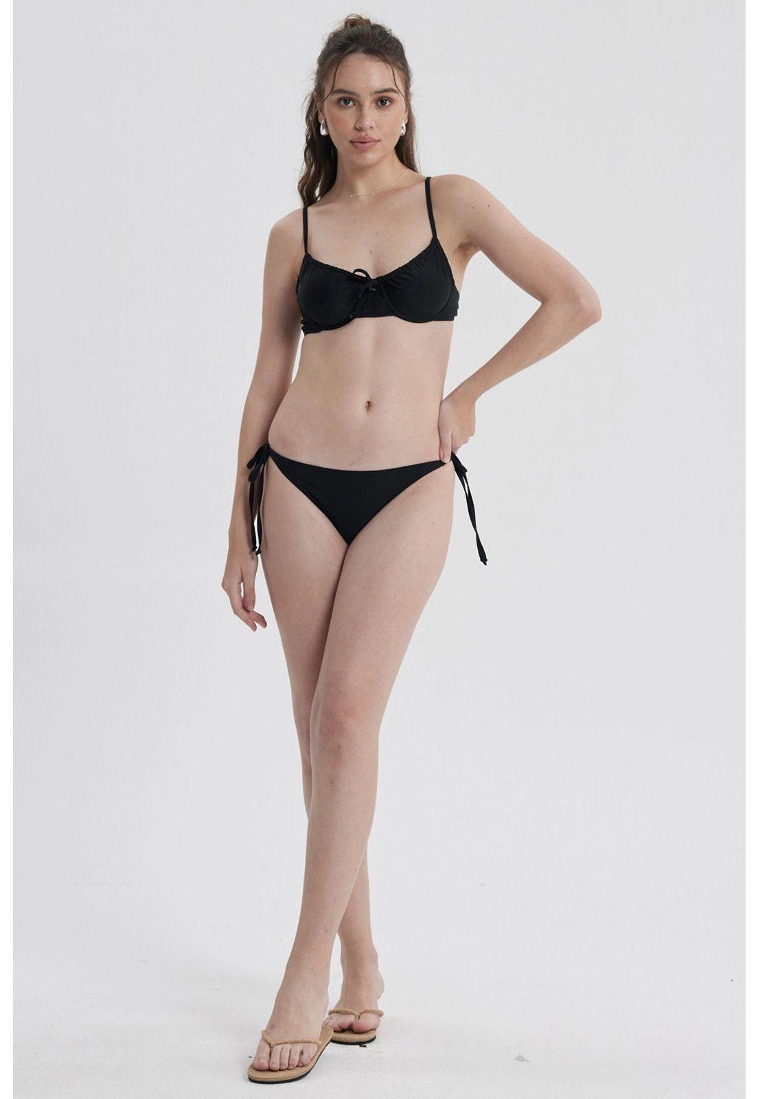 Traje De Baño Mujer Calzón Bikini Lazo Negro-3