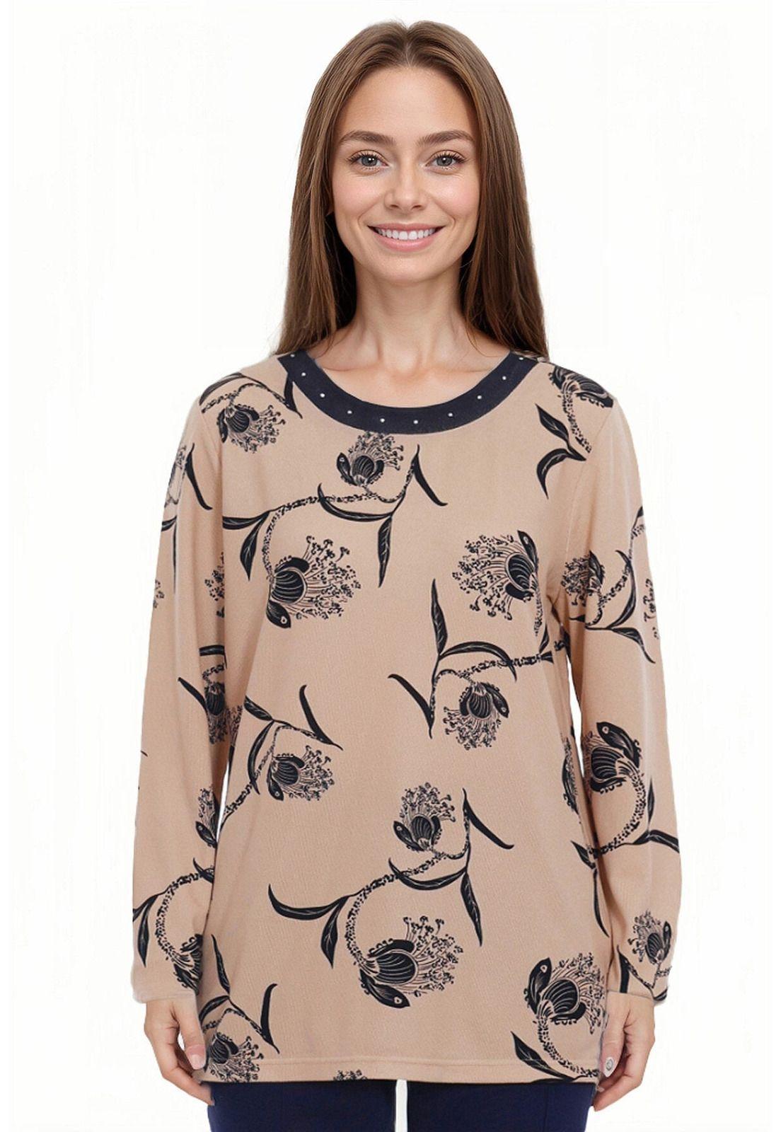 Polera Mujer Print Beige-0