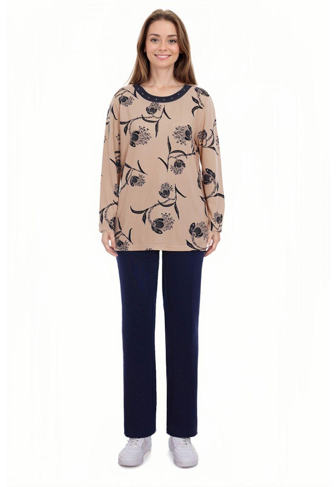 Polera Mujer Print Beige-2