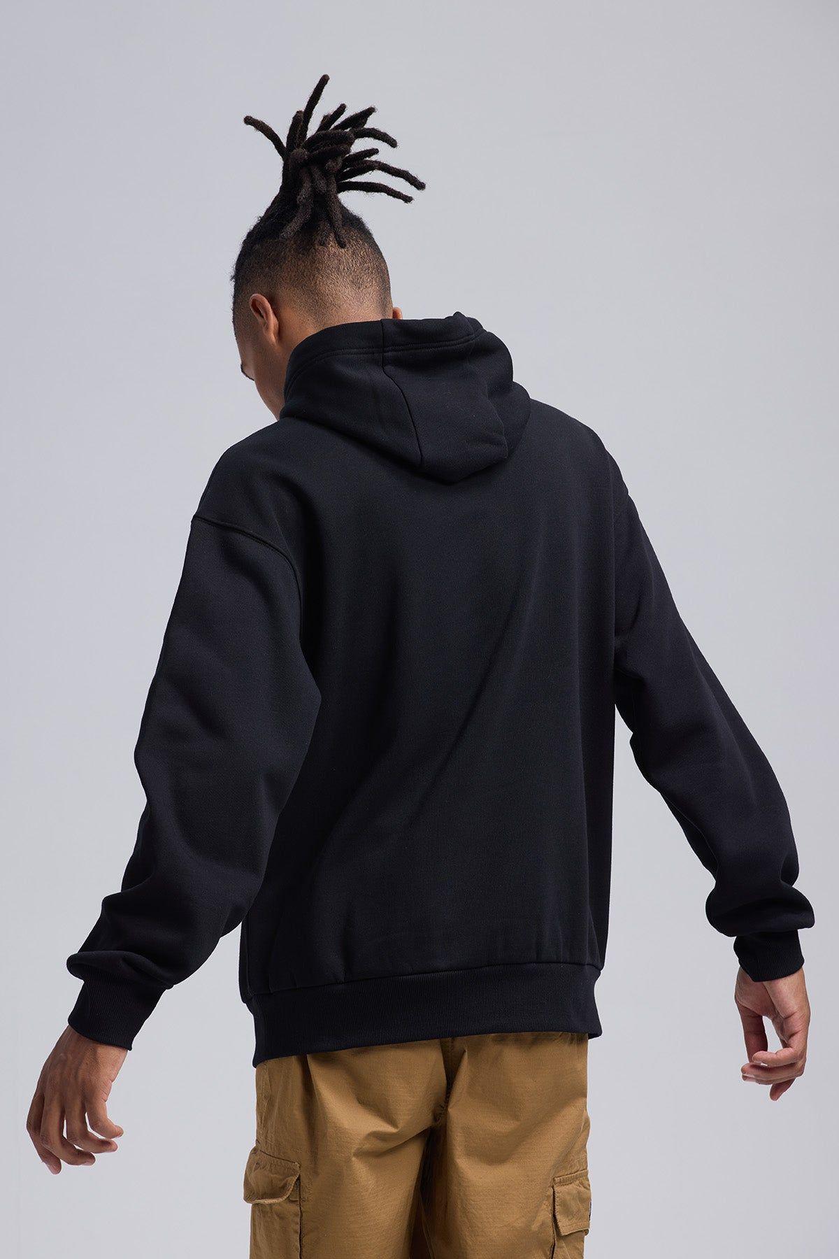 Polerón Hombre Print College Negro Asfalto-2