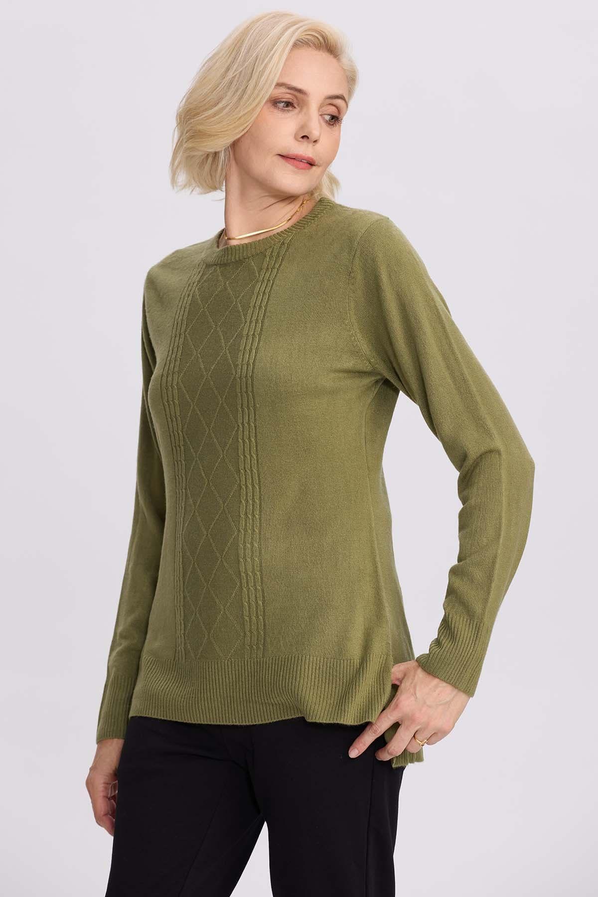 Sweater Mujer Cerrado Verde Militar-1