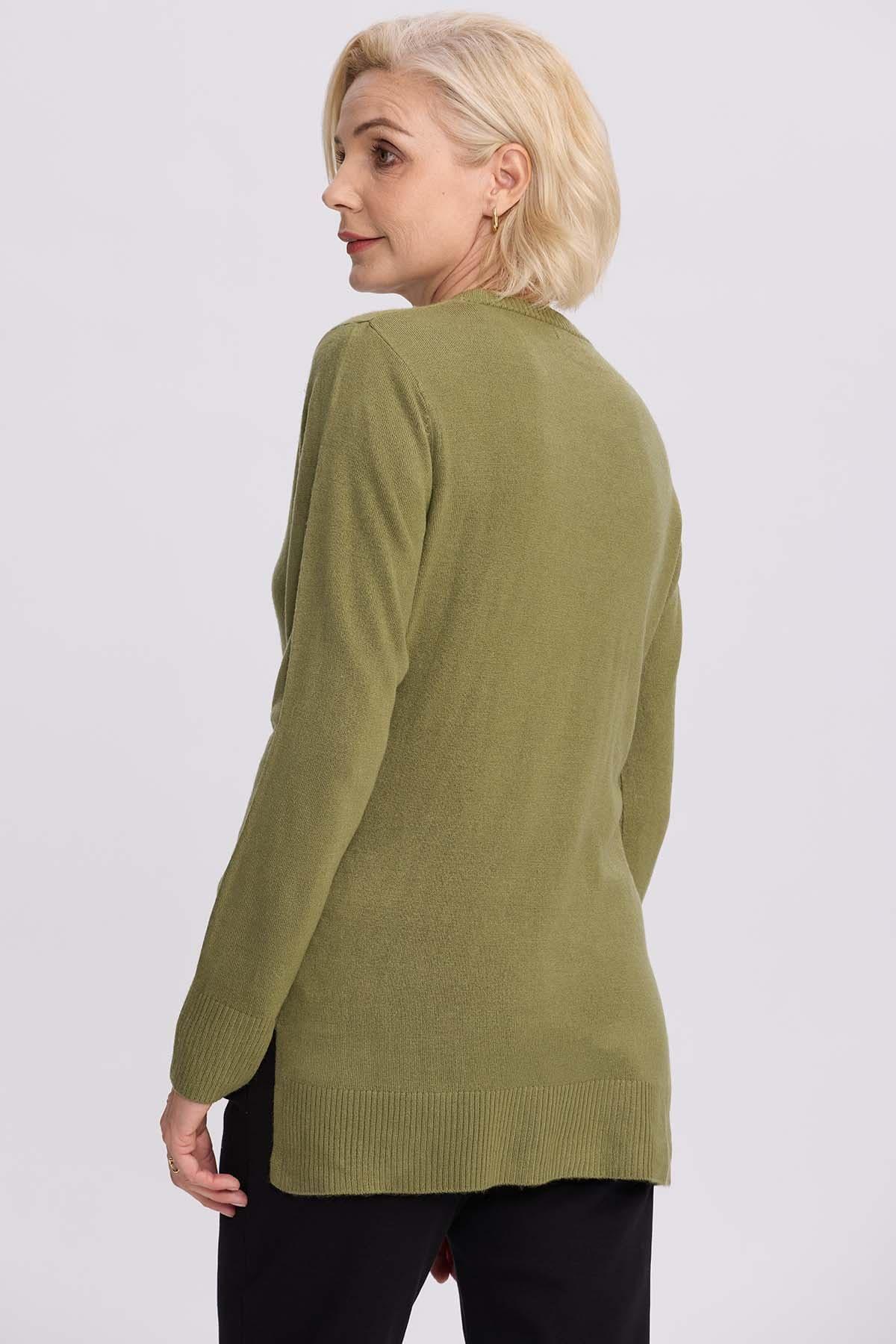 Sweater Mujer Cerrado Verde Militar-2