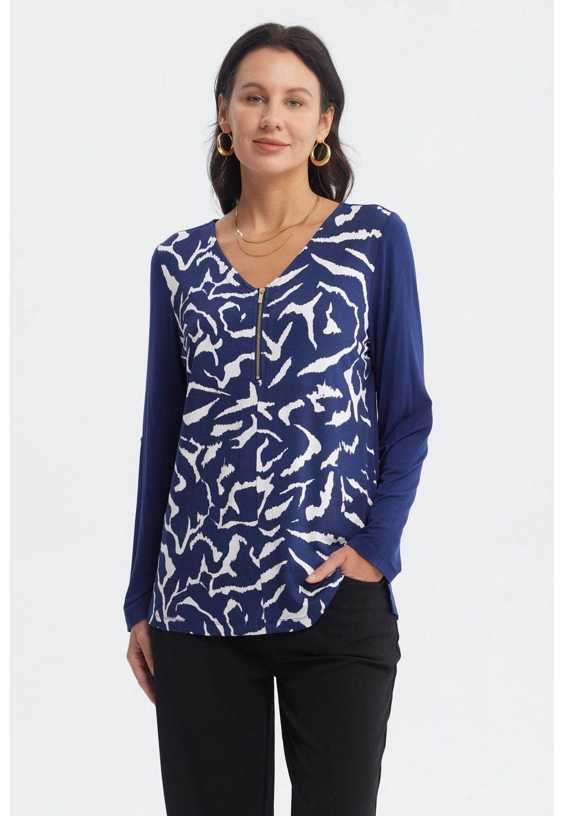 Polera Mujer Media Pata Con Cierre Azul Oscuro-0