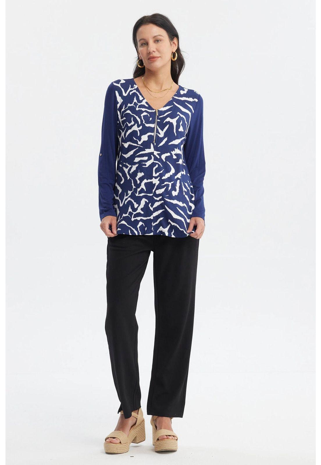 Polera Mujer Media Pata Con Cierre Azul Oscuro-3