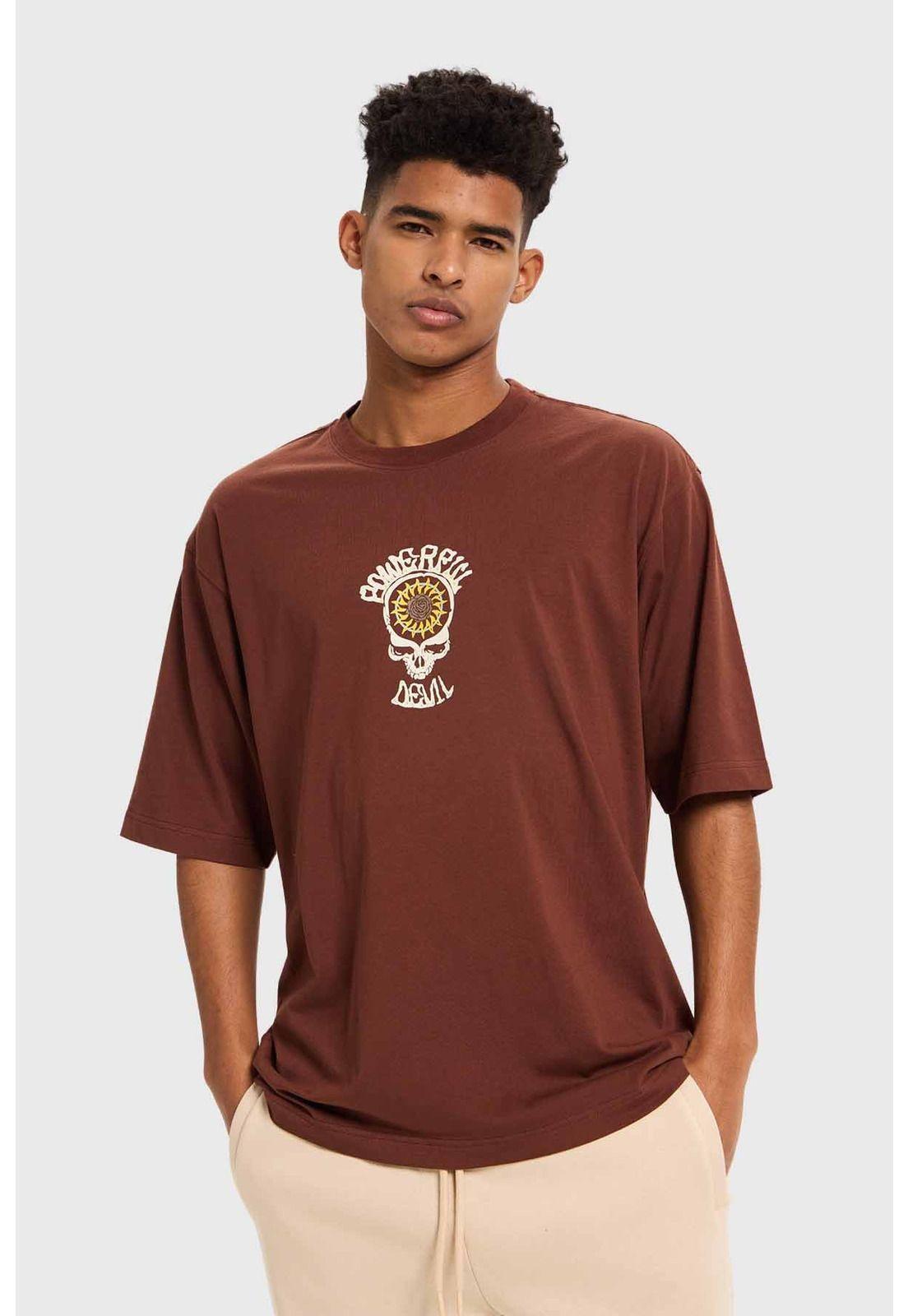 Polera Hombre Doble Print Chocolate - ll-0