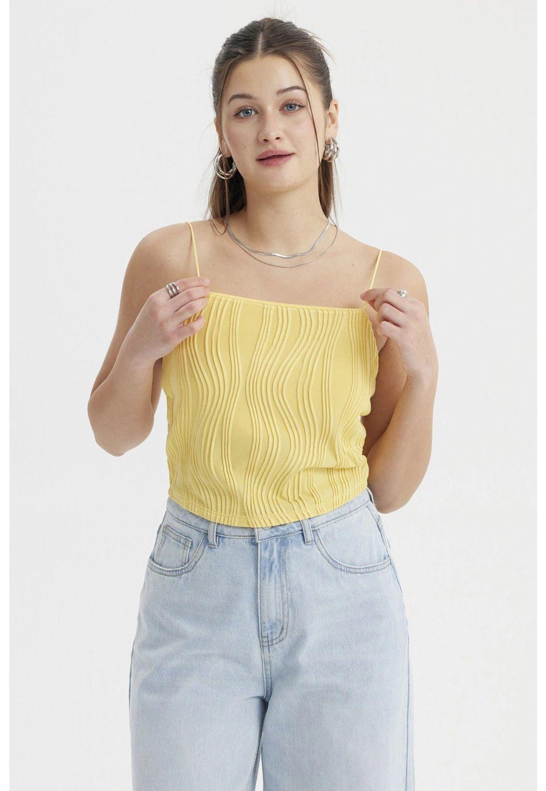 Polera Mujer Pabilo Textura Amarillo-0