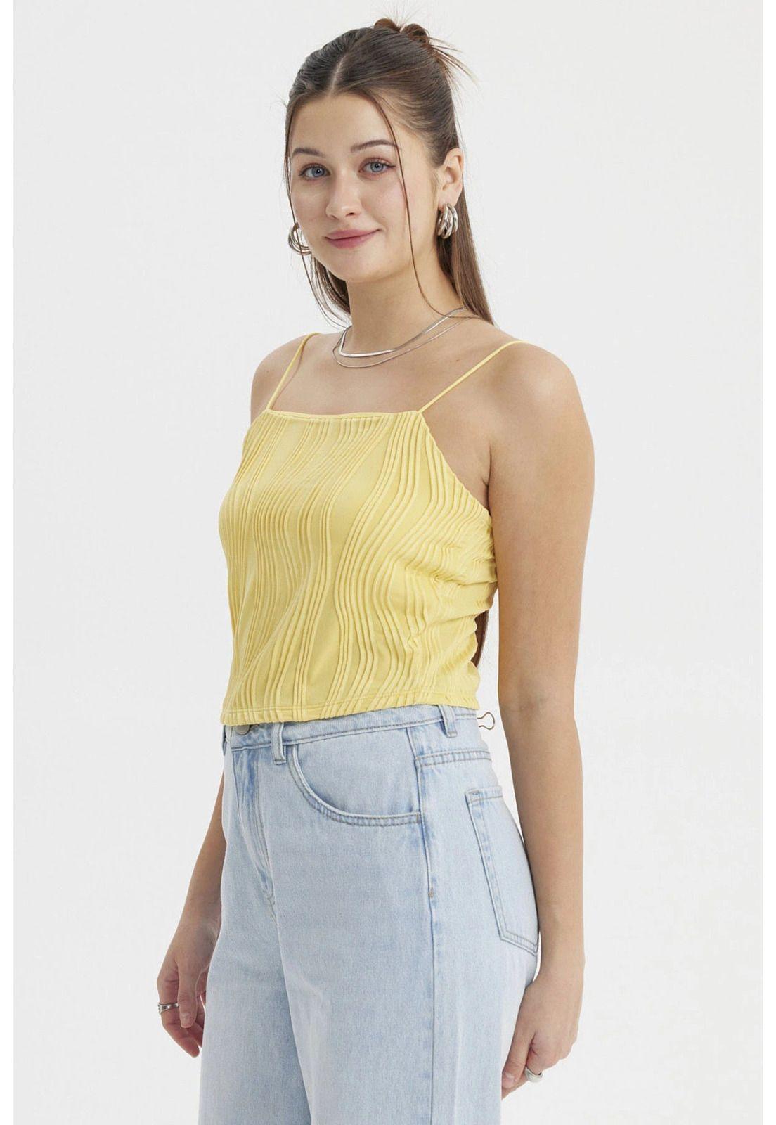 Polera Mujer Pabilo Textura Amarillo-1