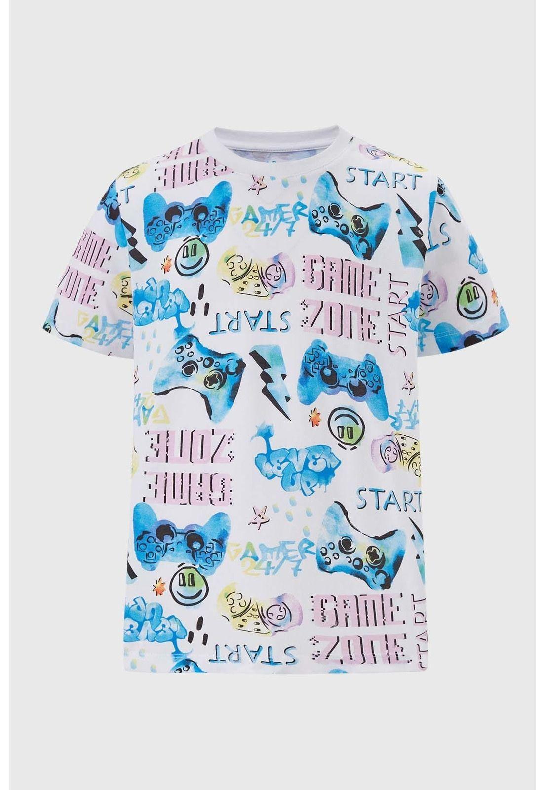 Polera Niño Print Blanco - Vl-0