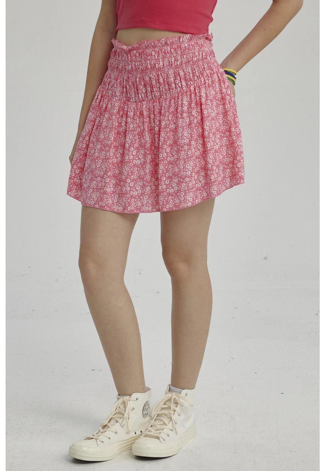 Falda Niña Short Viscosa Fucsia-1