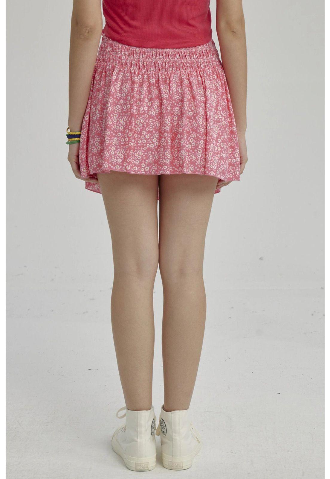 Falda Niña Short Viscosa Fucsia-2