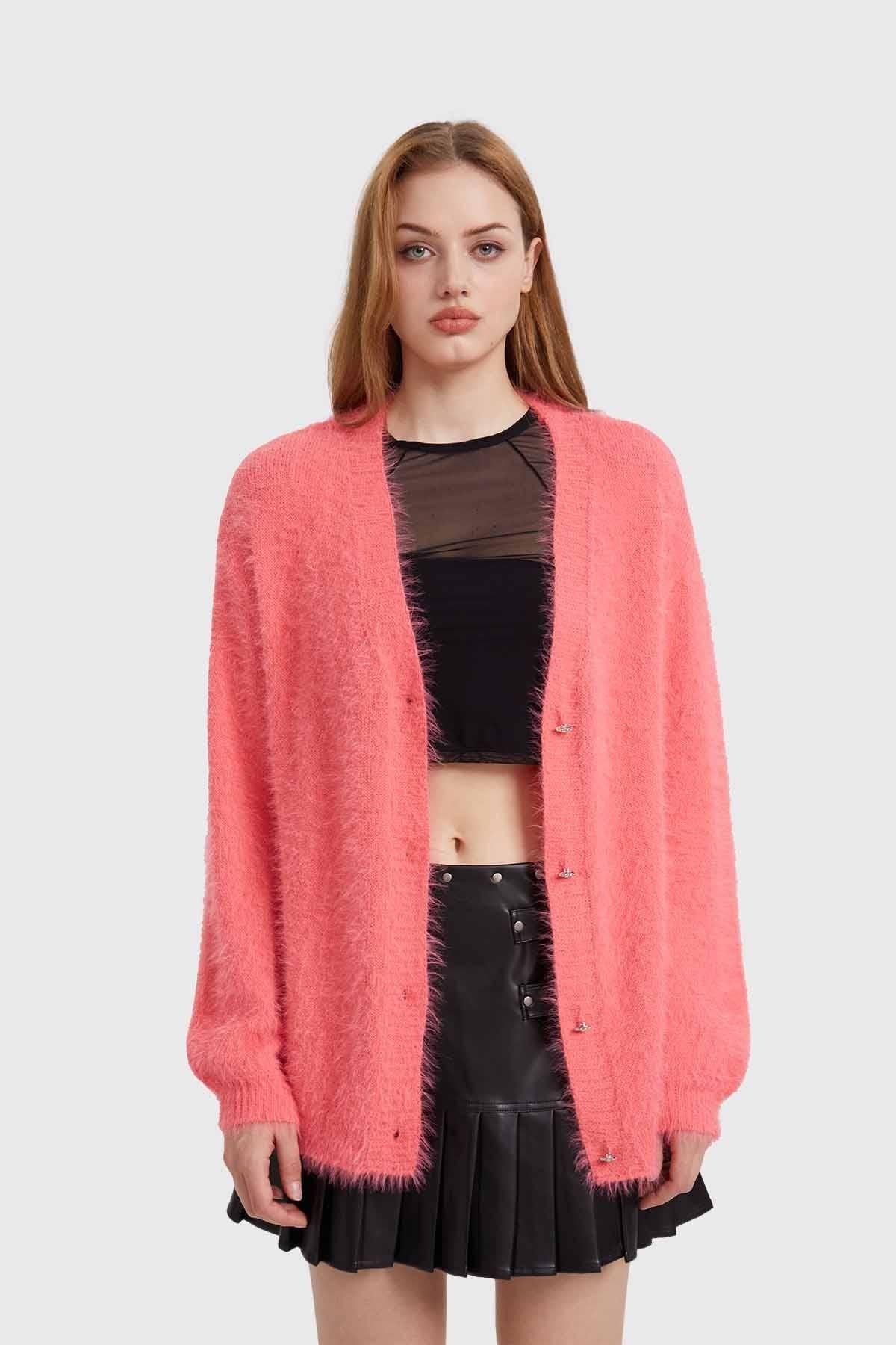 Sweater Mujer Peludo Coral-3