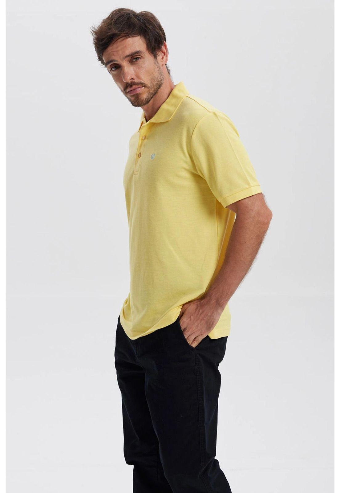 Polera Hombre Piqué Básica Lisa Amarillo - lll-1